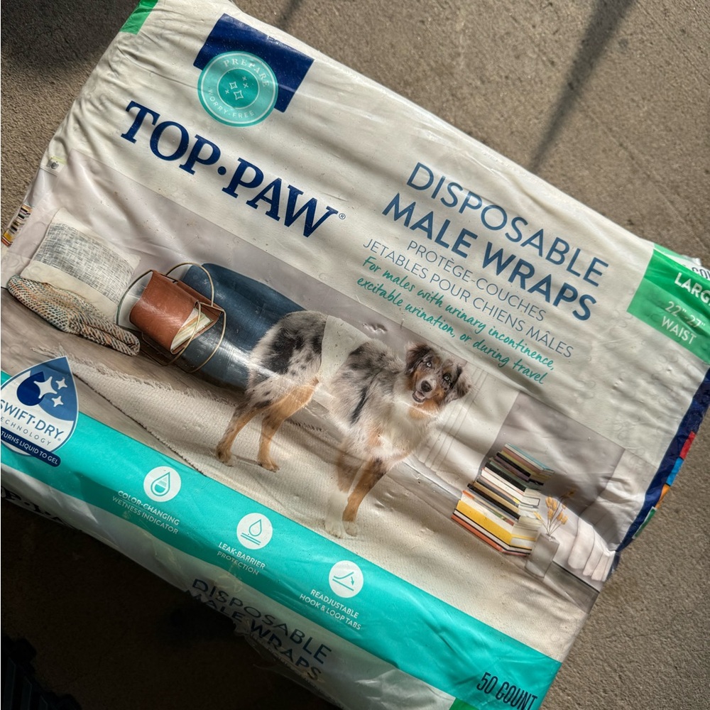 Top Paw Blue Disposable Dog Wraps